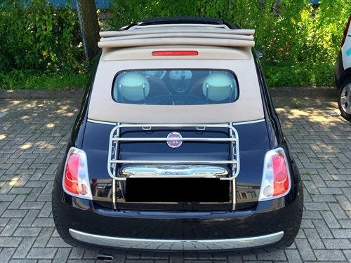 Bagagebærer, rustfri stål, designet KUN til Fiat 500 CABRIOLET