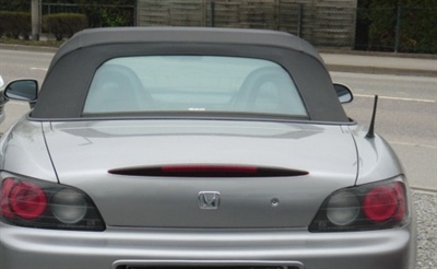 Honda S-2000  - kaleche i sort Twillweave pvc materiale med PVC bagrude